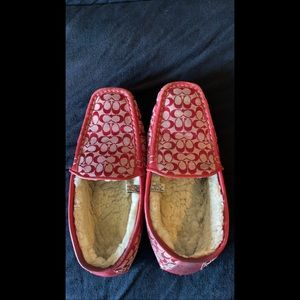 Coach Red Monica flats with fur inside size 7